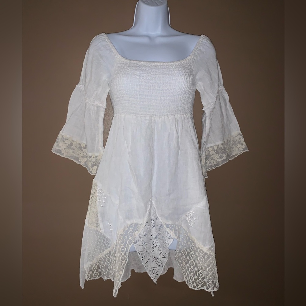 Marilu Moda Positano made in Italy white dresses top size small S lace linen